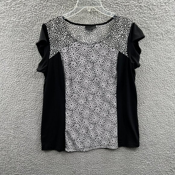 Worthington Womens Top Extra Large Petite Black‎ Pullover Short Sleeve Shirt - Picture 1 of 6